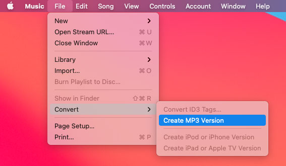 Use Music app to create MP3 version